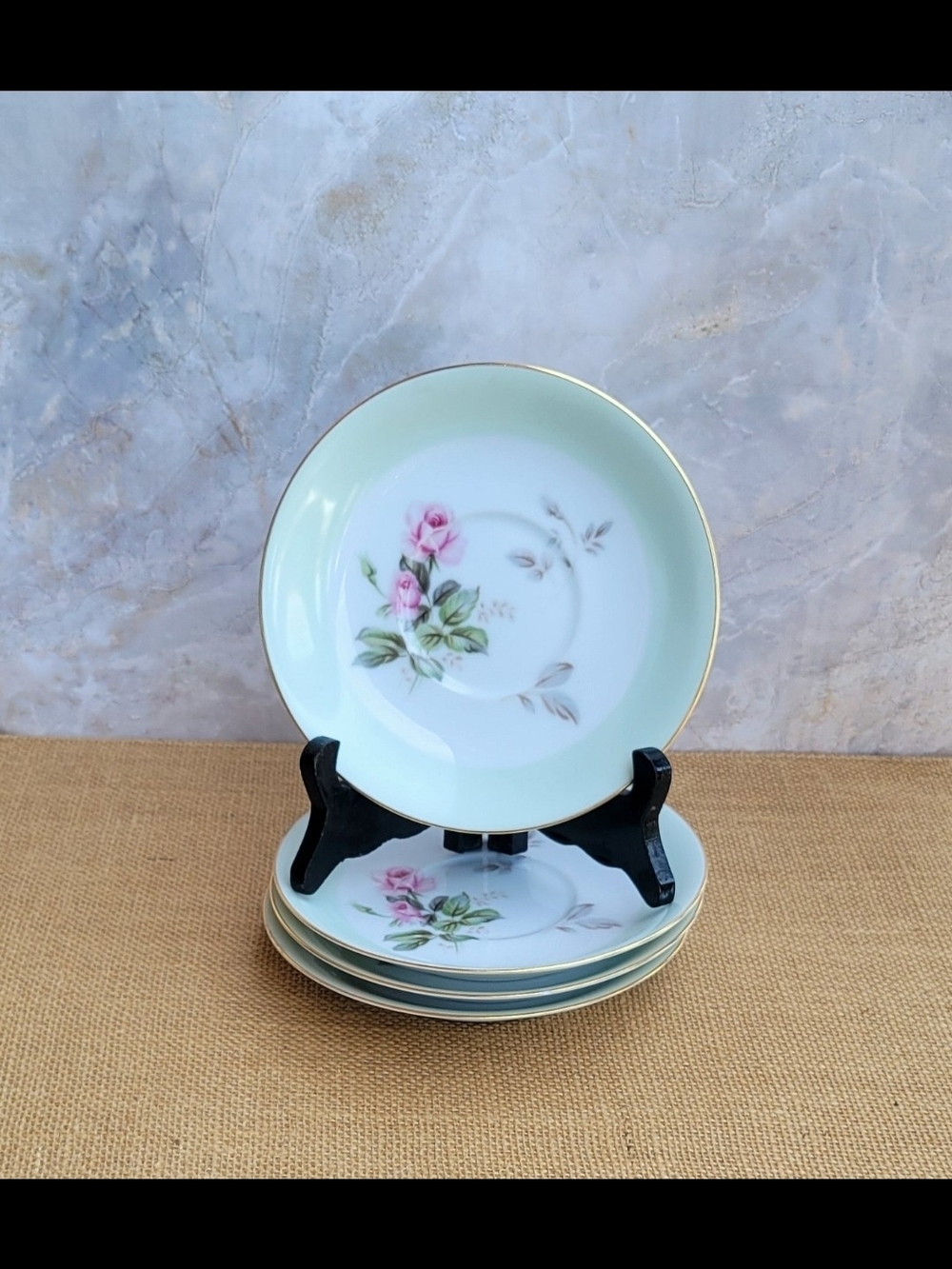 Set Of 4 Noritake RC (Royal Crockery) Rose/Floral Saucer Plates Made in Japan